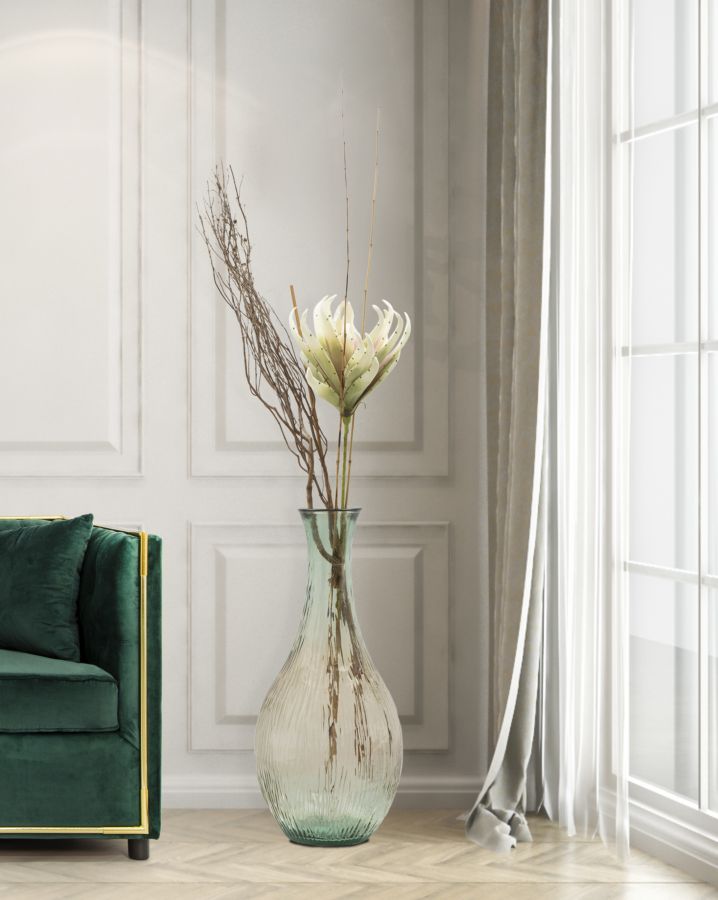 Mauro Ferretti Vaso Vetro Riciclato Slim Lighty Ø 34 x 75 cm (made in Spain)