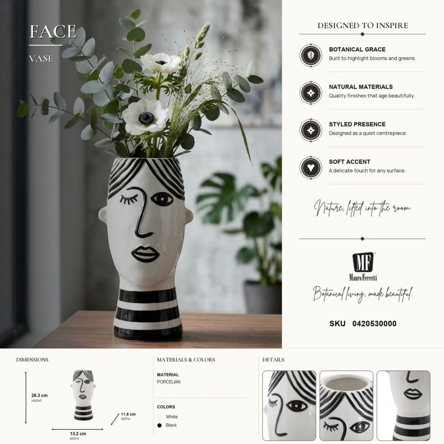 Mauro Ferretti Vaso Face 13,2 x 11,8 x 26,3 cm