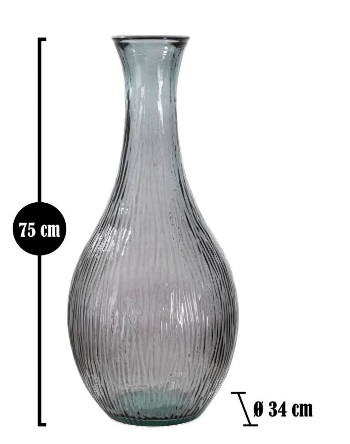 Mauro Ferretti Vaso Jarron Arabe Low Vetro Riciclato Fumo Ø 34 x 75 cm (made in Spain)