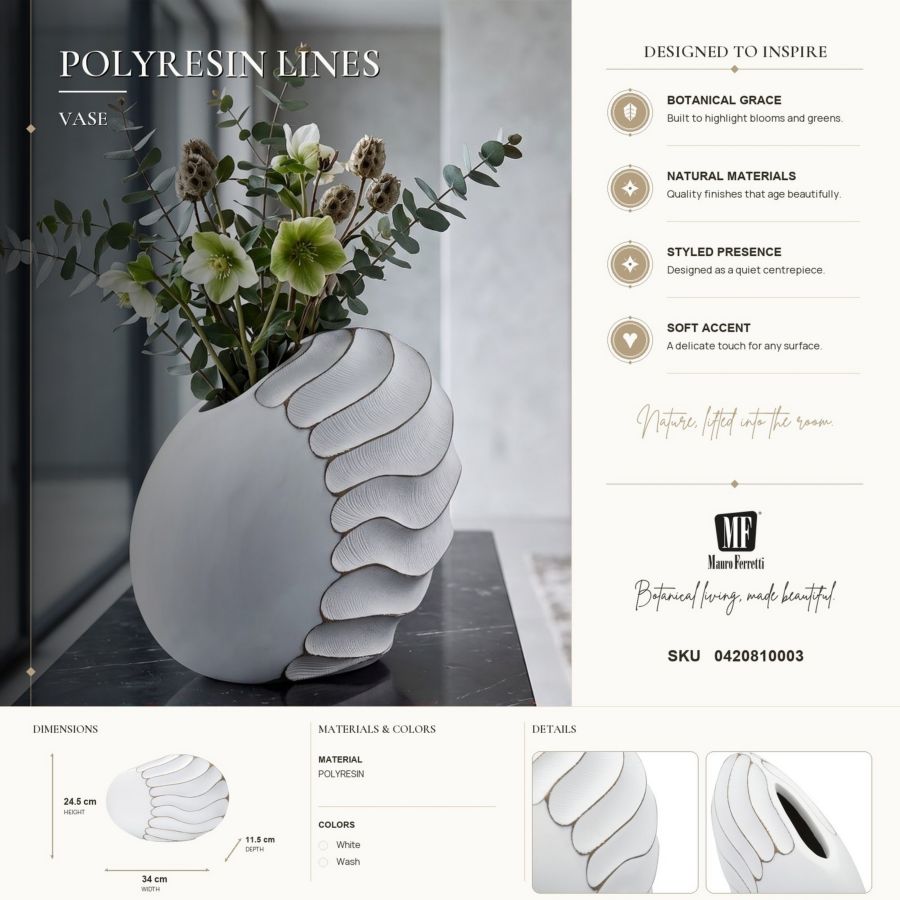 Mauro Ferretti Vaso Resina Lines 34 x 11,5 x 24,5 cm