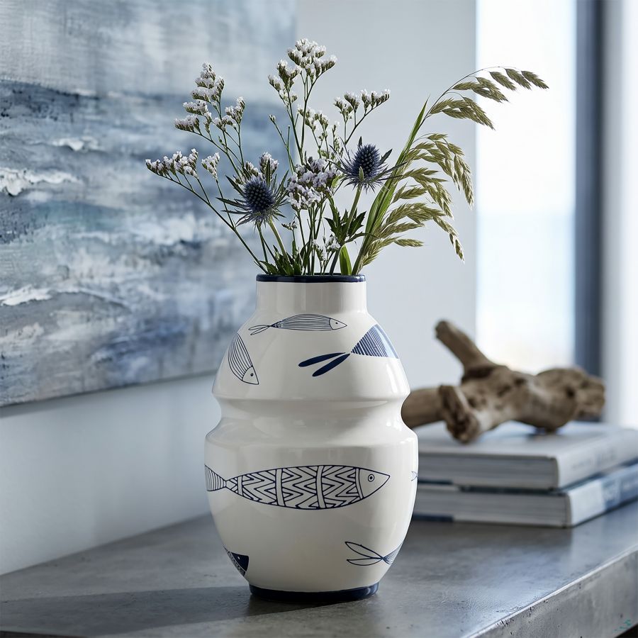Vaso ceramica fish cm ø 15x24