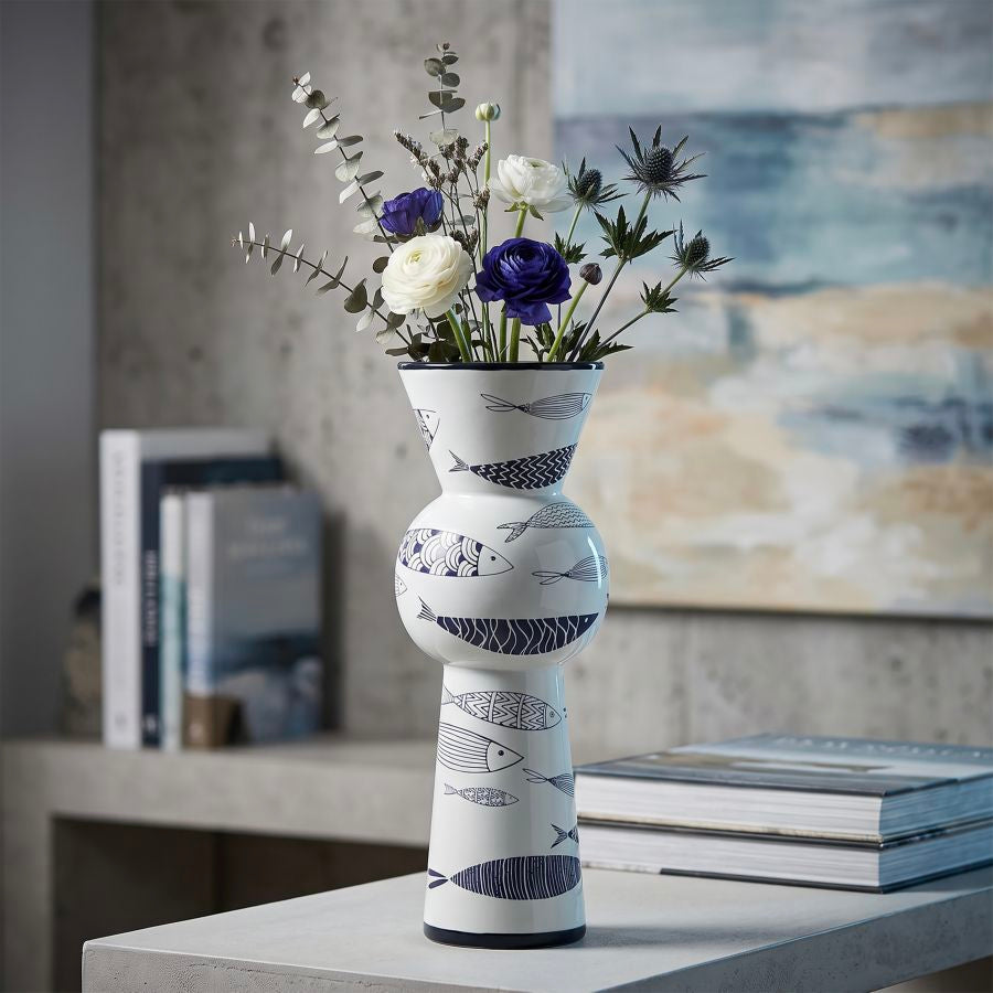 Vaso ceramica fish tall cm ø 14x38,5