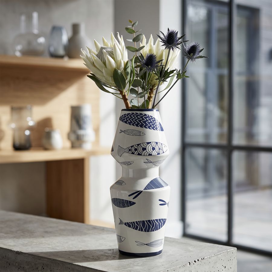 Vaso ceramica fish double cm ø 14x34