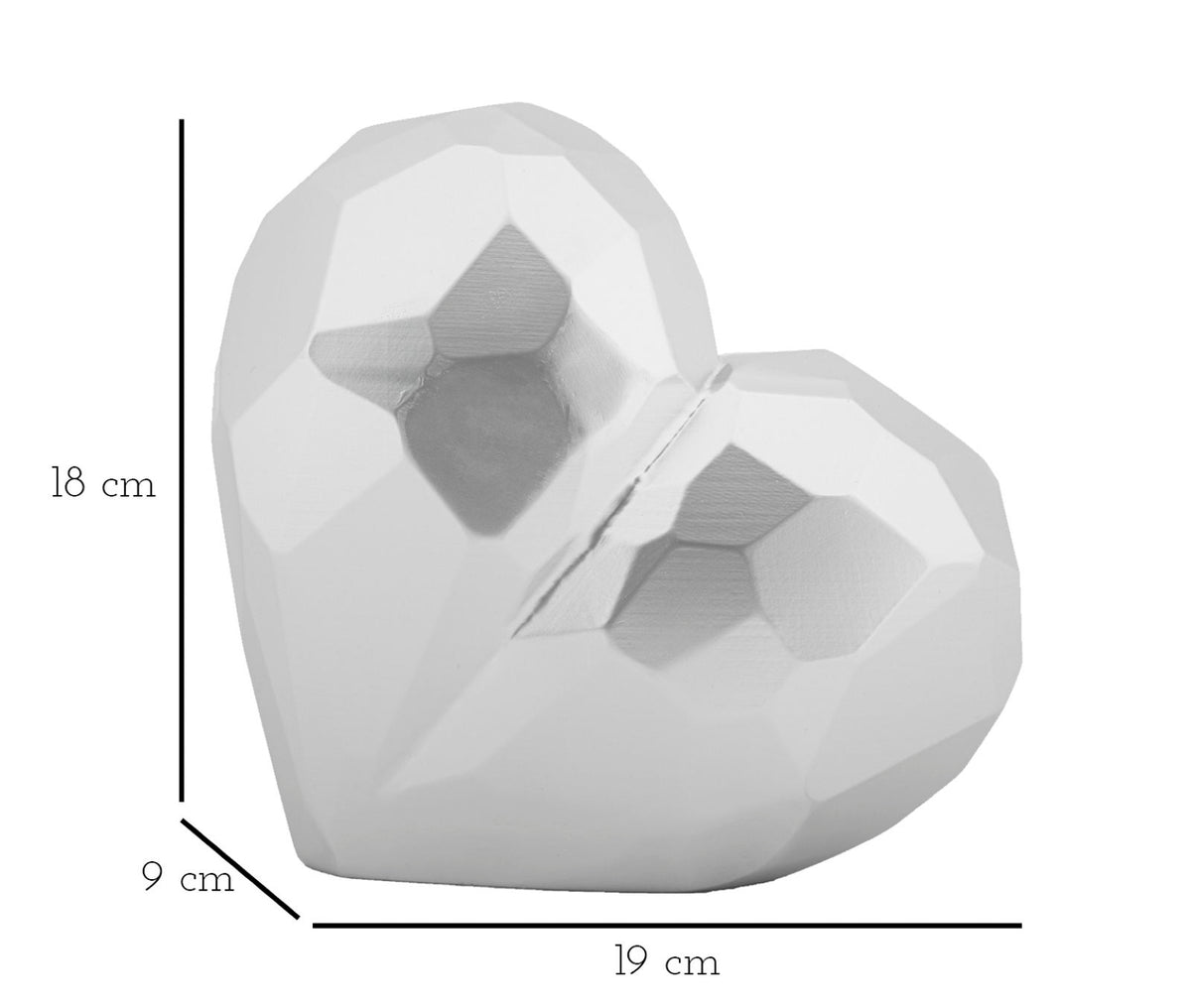 Vaso heart silver cm 19x9x18 min 2