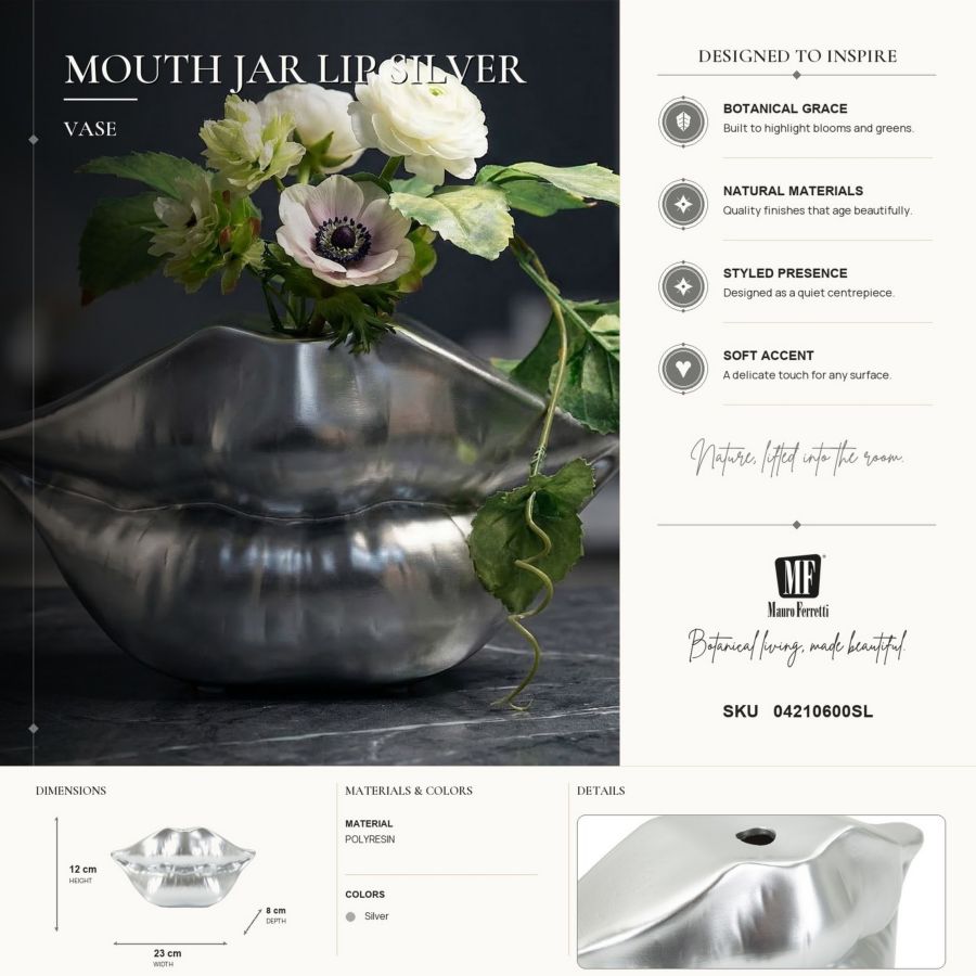 Vaso mouth lip silver cm 23x8x12 min 2