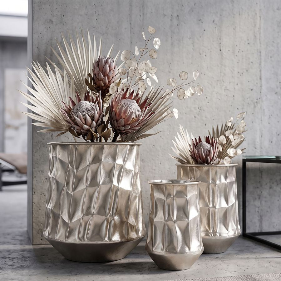P/vasi silver set 3 pz cm ø 35x38,5-27,5x33-18,5x26,5
