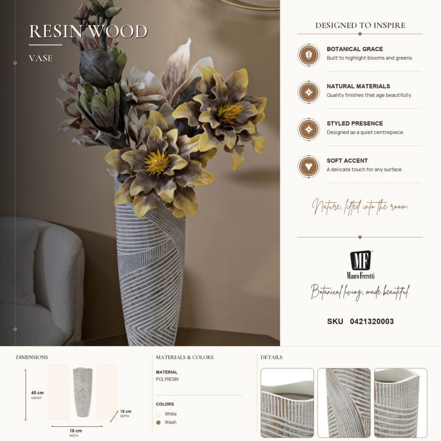 Vaso resina woody cm ø 18x45