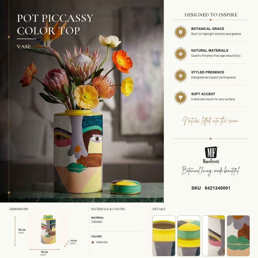 Vaso piccassy color top cm ø 19x33