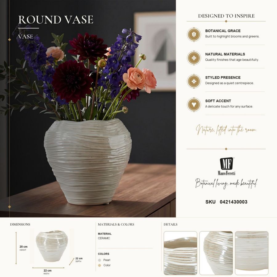 Vaso perly round cm ø 22x20