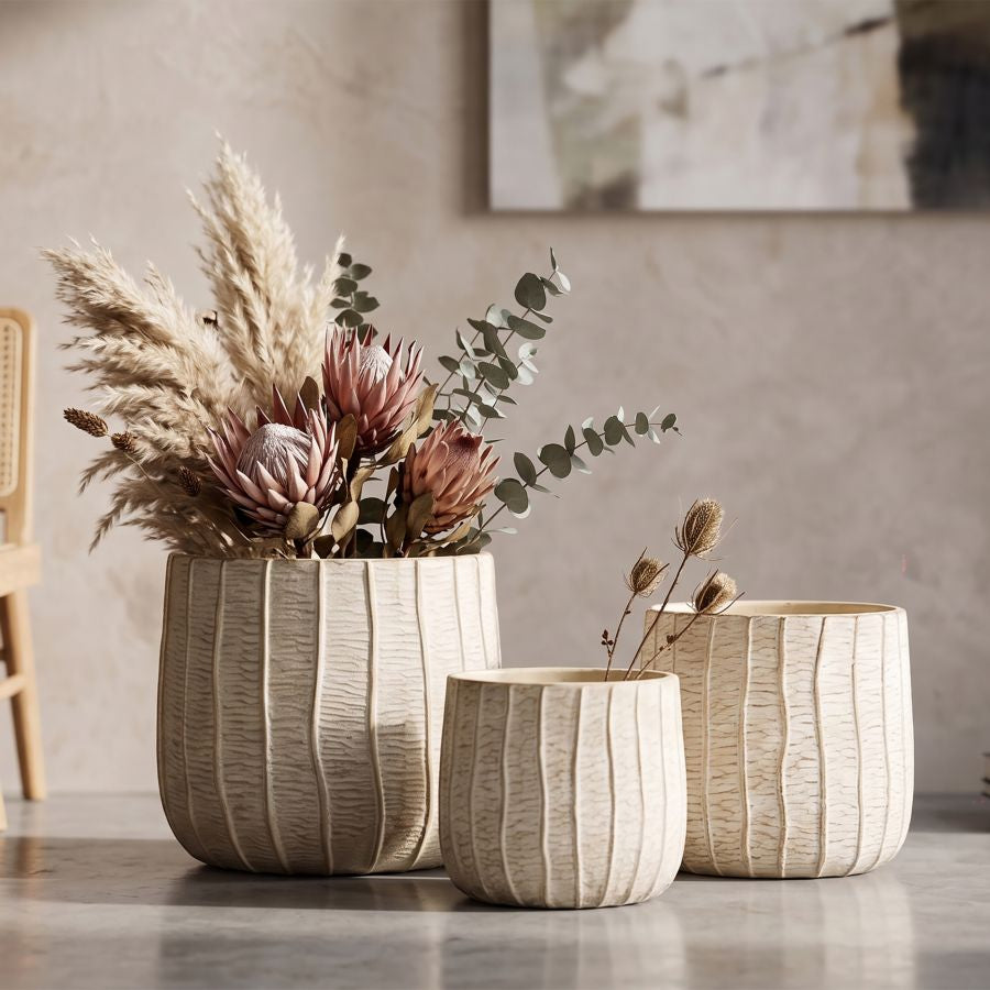 Mauro Ferretti Cachepot Flake Set 3 pz 30,5 x 27-25 x 22,2-19,5 x 18 cm