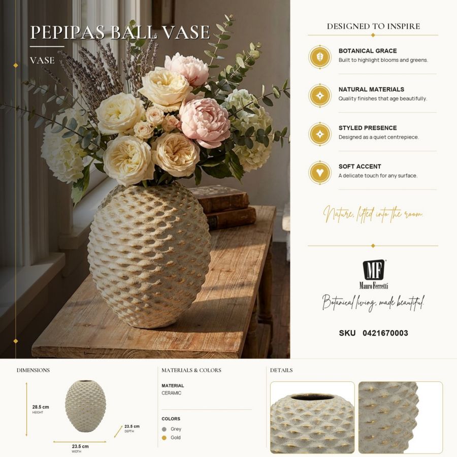 Vaso pepipas ball cm ø 23,5x28,5 (apertura cm ø 7)