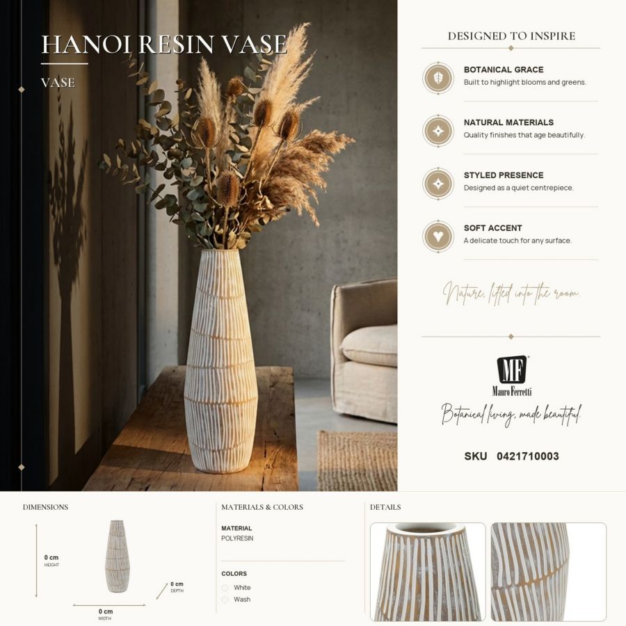 Vaso resina hanoi cm ø 17x47 (apertura cm ø 6)