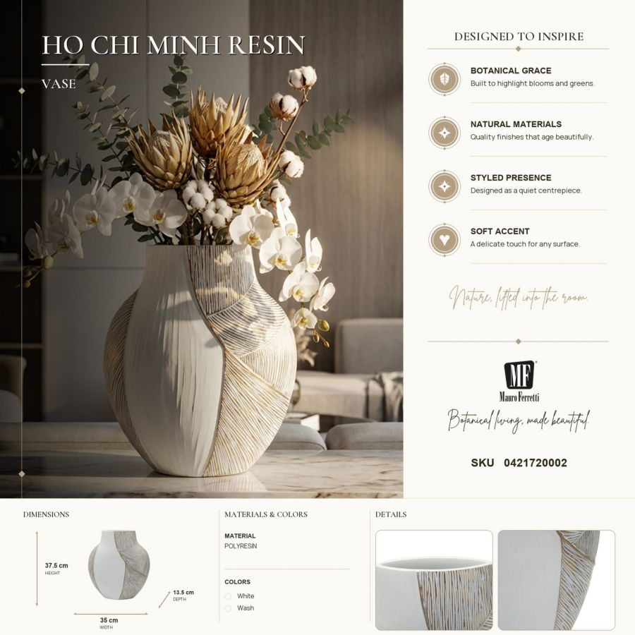 Vaso resina ho chi minh cm 35x13,5x37,5 (apertura cm 16x6)