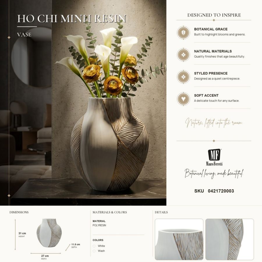 Vaso resina ho chi minh cm 27x11,5x31 (apertura cm 12x6)