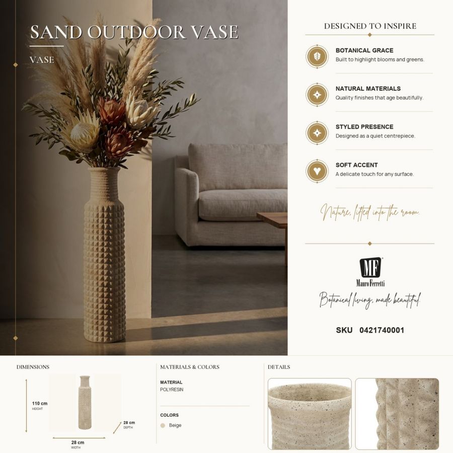 Vaso da esterno sand cm ø 28x110 (apertura cm ø 18)