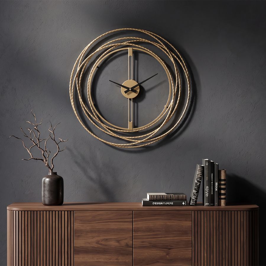 Mauro Ferretti Orologio da Muro Gold Strips Ø 50 x 4 cm