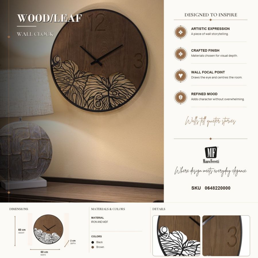 Mauro Ferretti Orologio da Muro Wood/leaf Ø 60 x 2 cm