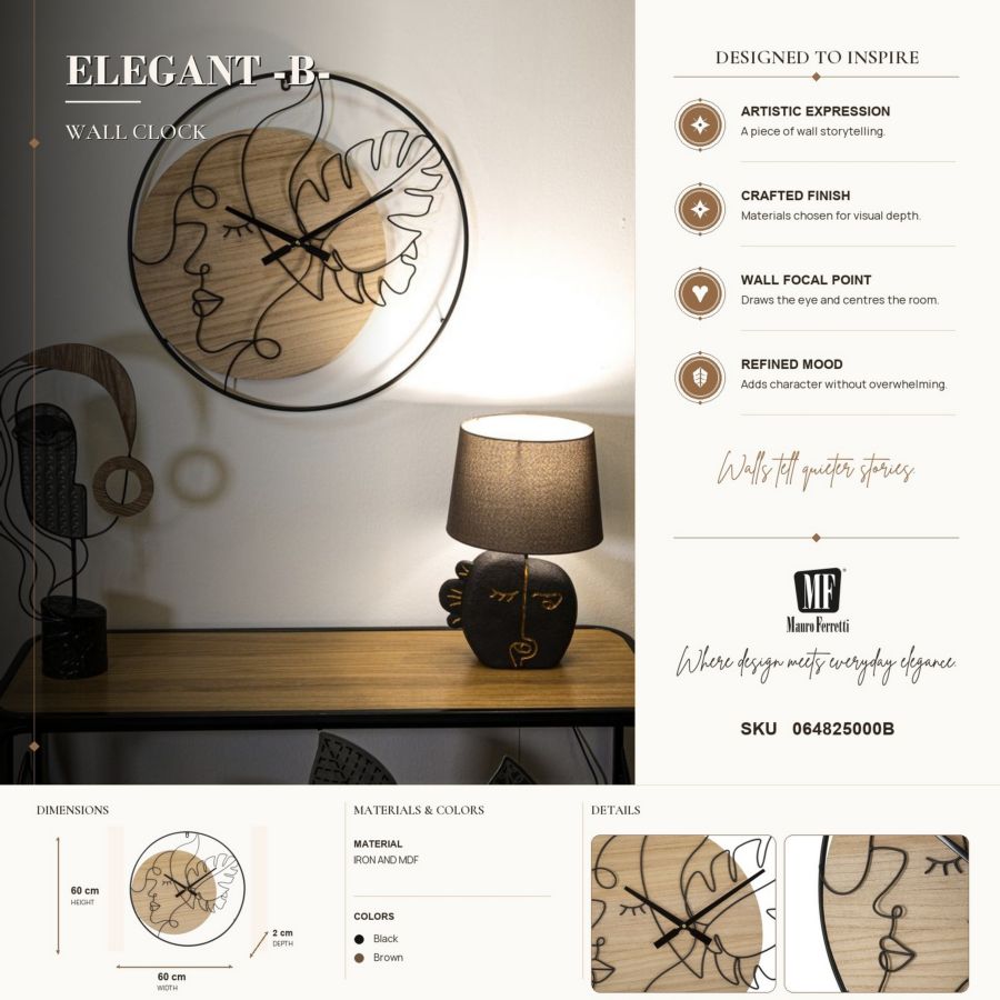 Orologio da muro elegant -b- cm ø 60x2