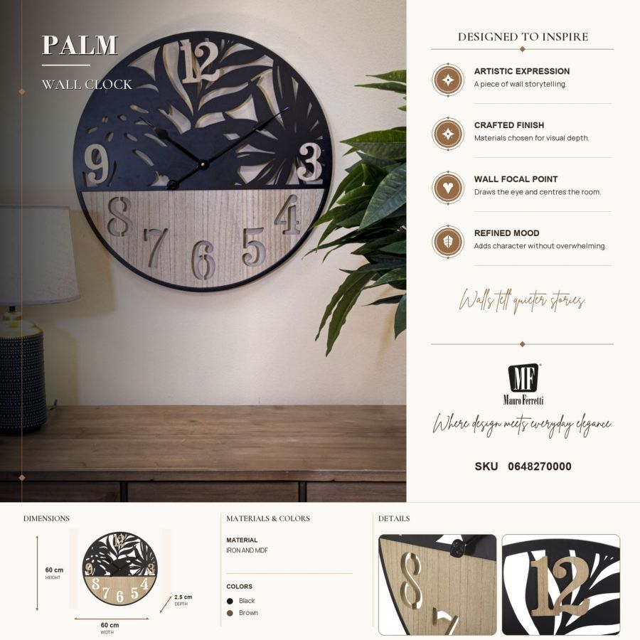Orologio da muro palm cm ø 60x2,5