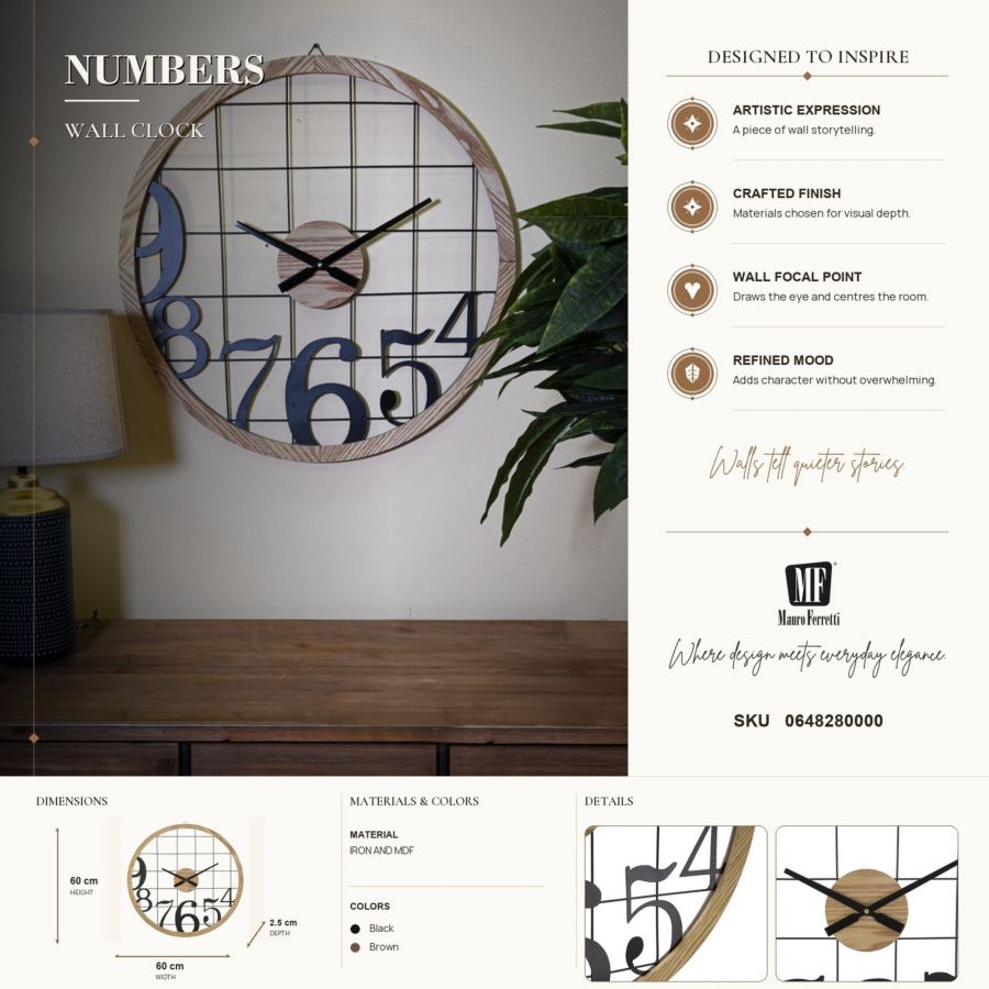 Mauro Ferretti Orologio da Muro Numbers Ø 60 x 2,5 cm