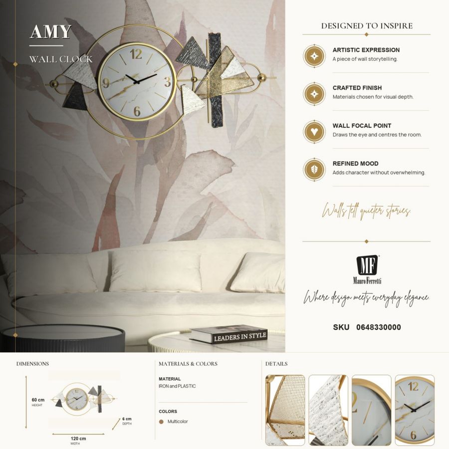 Orologio da muro amy cm 120x6x60