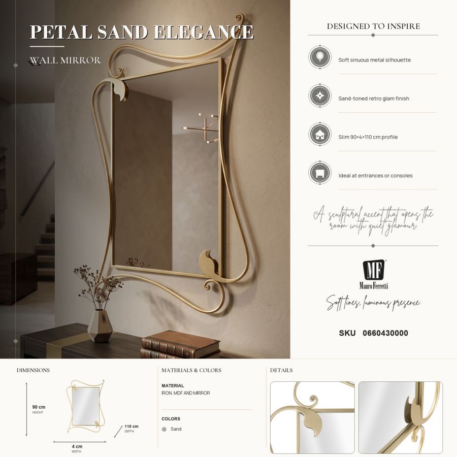 Mauro Ferretti Specchio Petal 80 x 4 x 110 cm (misura Interna 56 x 79)