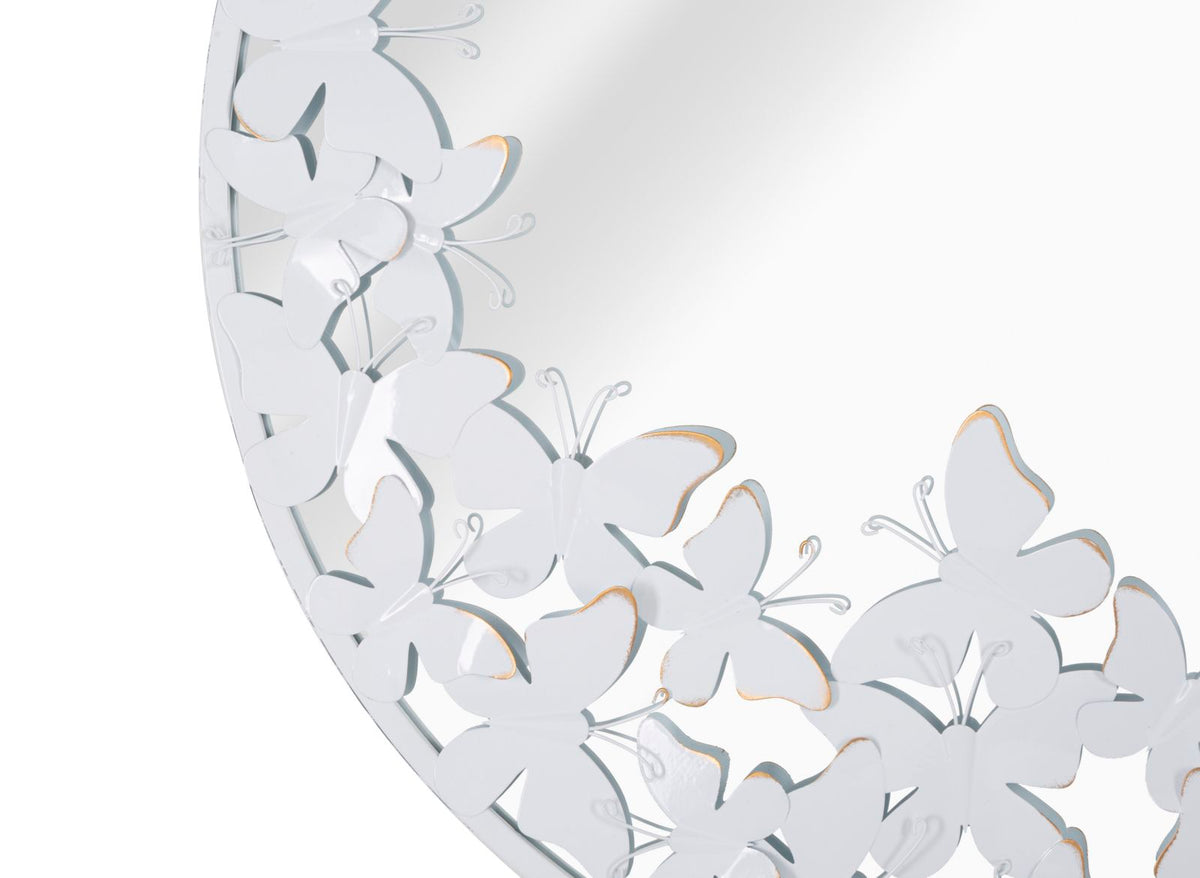 Mauro Ferretti Specchio Rotondo White Butterfly 62,5 x 2,3 cm (misura Interna Ø 60)