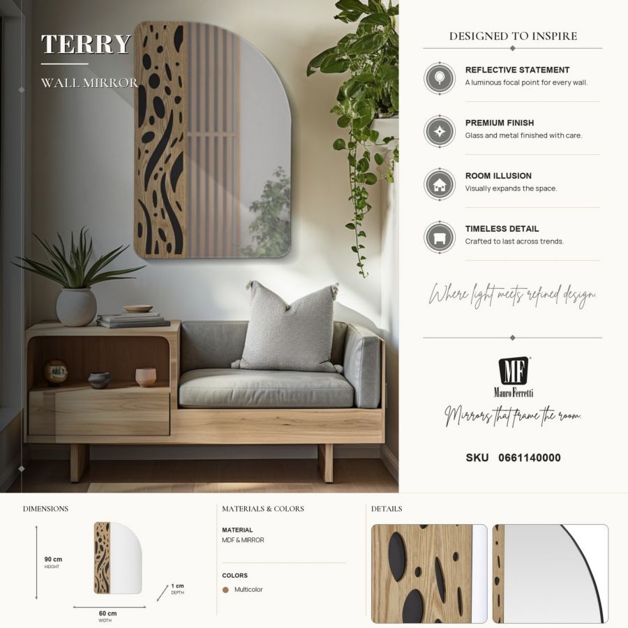 Specchio da muro terry cm 60x1x90 (misura specchio cm 40x90)