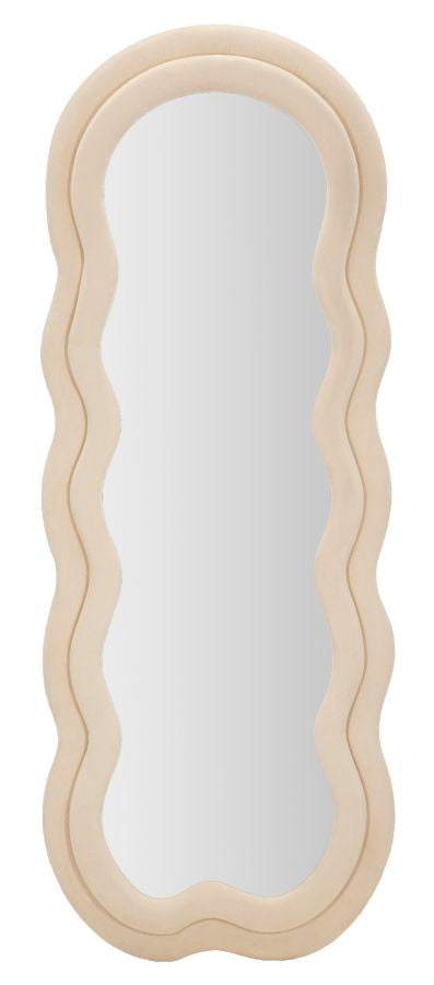 Mauro Ferretti Specchio da Muro Miki Velluto Crema 60 x 4 x 160 cm (misura Specchio 39 x 135)