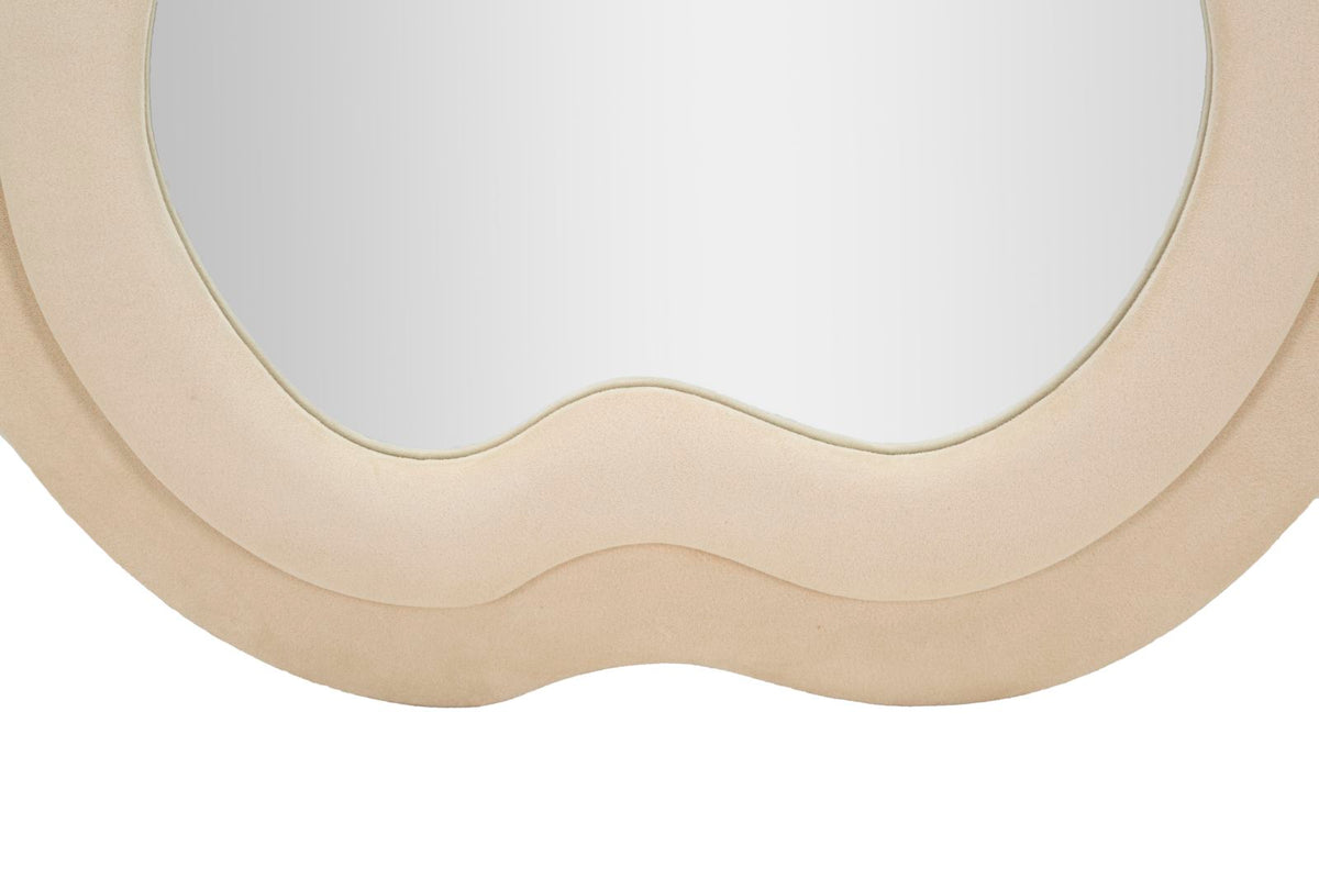 Mauro Ferretti Specchio da Muro Miki Velluto Crema 60 x 4 x 160 cm (misura Specchio 39 x 135)