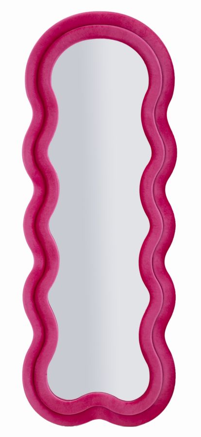 Specchio da muro miki velluto fuxia cm 60x4x160 (misura specchio cm 39x135)