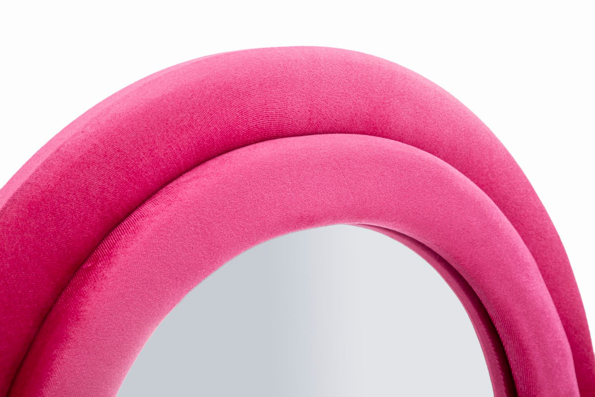 Specchio da muro miki velluto fuxia cm 60x4x160 (misura specchio cm 39x135)
