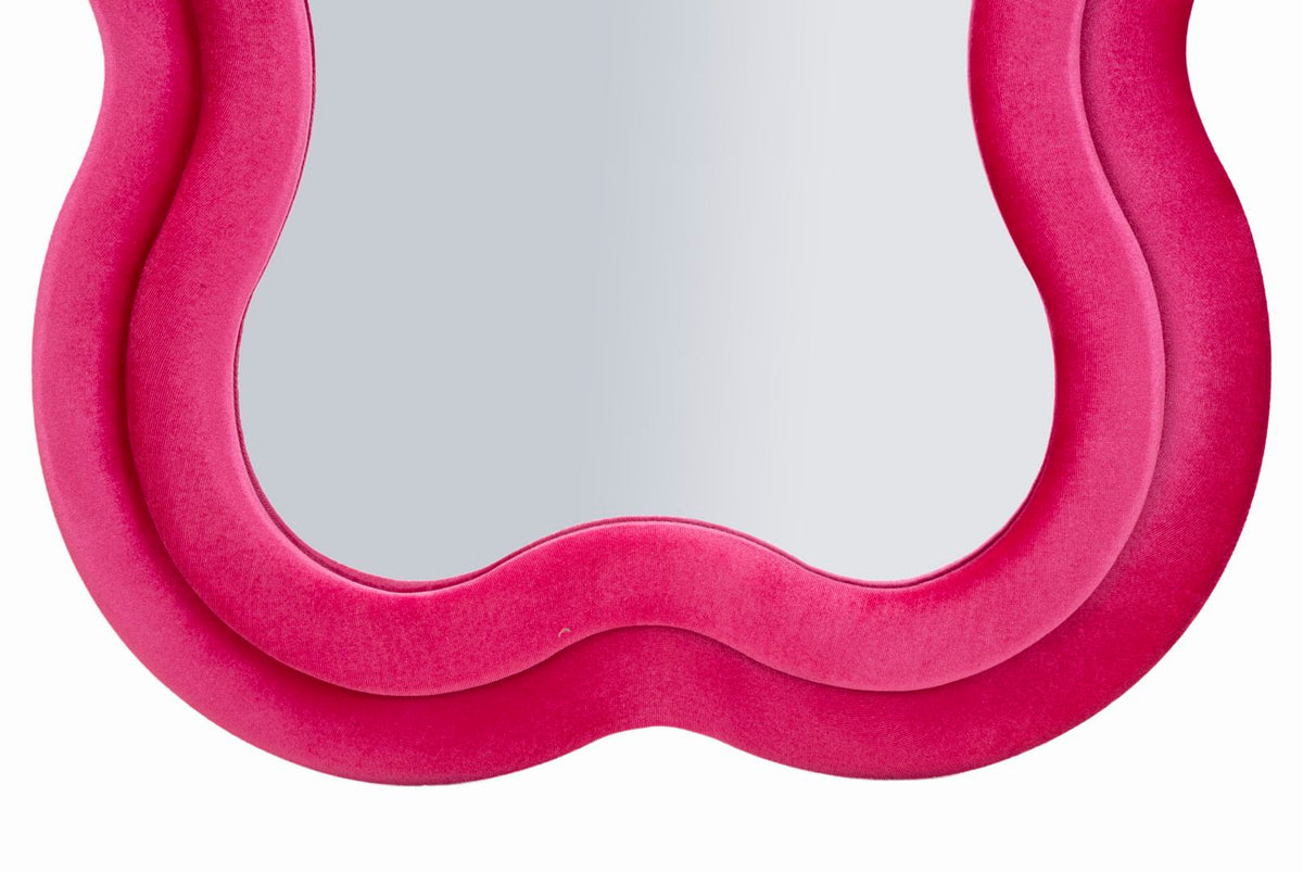 Specchio da muro miki velluto fuxia cm 60x4x160 (misura specchio cm 39x135)