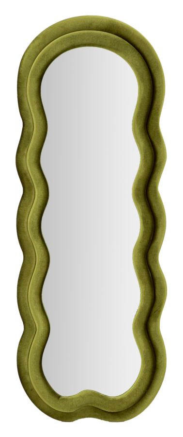 Mauro Ferretti Specchio da Muro Miki Velluto Verde 60 x 4 x 160 cm (misura Specchio 39 x 135)