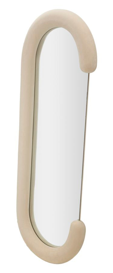 Mauro Ferretti Specchio da Muro Chantal Velluto Crema 60 x 7 x 160 cm (misura Specchio 45 x 140)