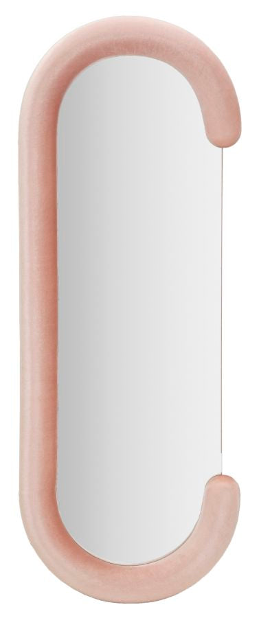 Mauro Ferretti Specchio da Muro Chantal Velluto Rosa 60 x 7 x 160 cm (misura Specchio 45 x 140)