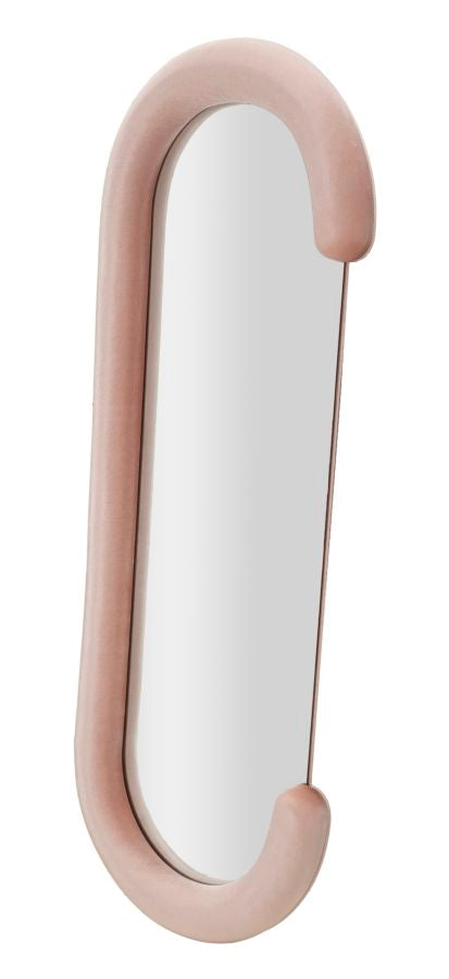 Mauro Ferretti Specchio da Muro Chantal Velluto Rosa 60 x 7 x 160 cm (misura Specchio 45 x 140)