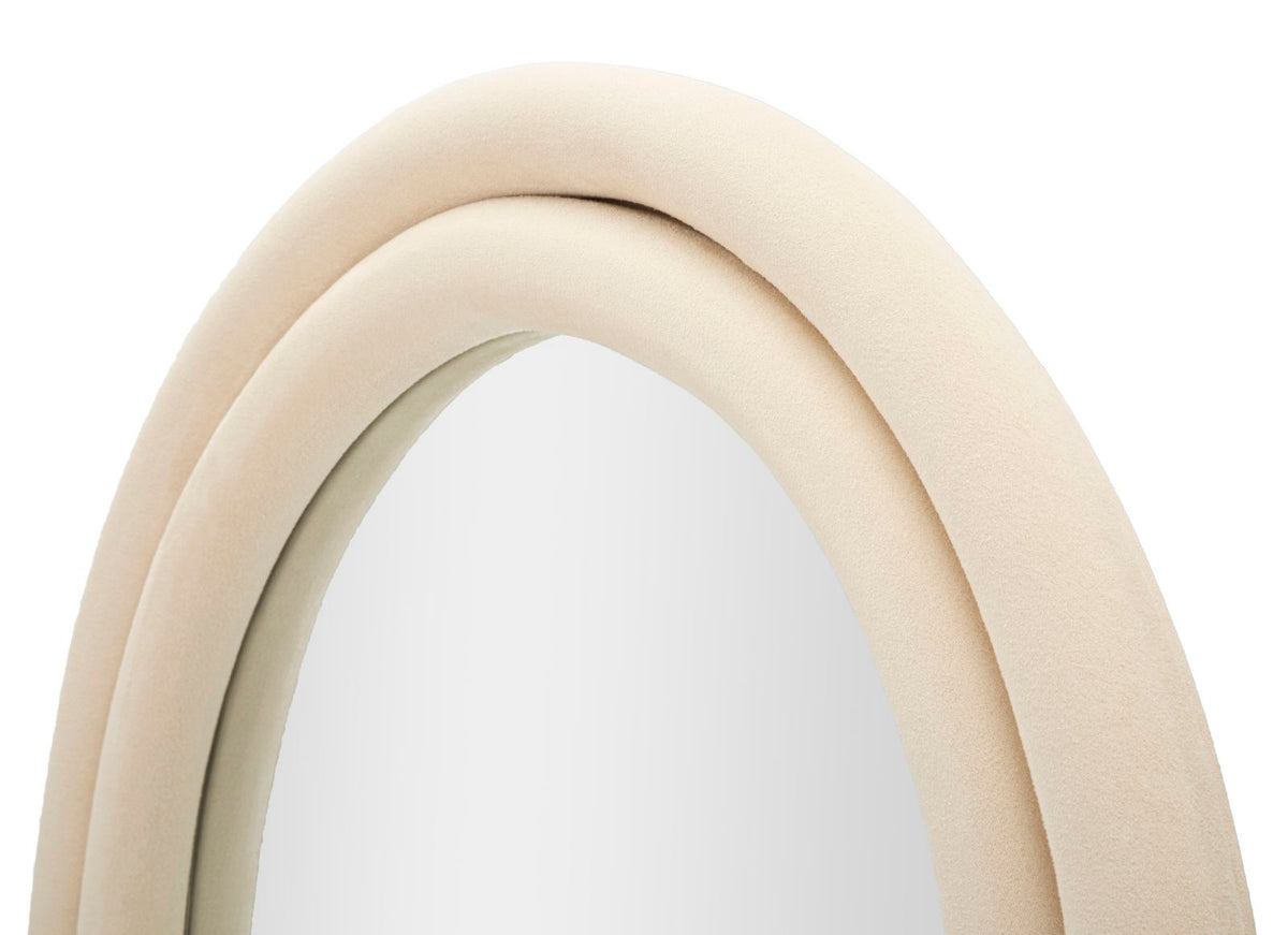 Mauro Ferretti Specchio da Muro Cloe Velluto Crema 60 x 4 x 160 cm (misura Specchio 45 x 145)