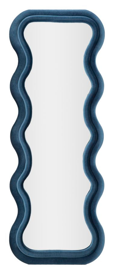 Mauro Ferretti Specchio da Muro Emily Velluto Blu 60 x 6 x 160 cm (misura Specchio 42 x 144)