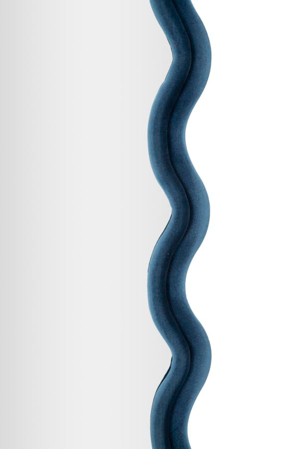 Mauro Ferretti Specchio da Muro Emily Velluto Blu 60 x 6 x 160 cm (misura Specchio 42 x 144)