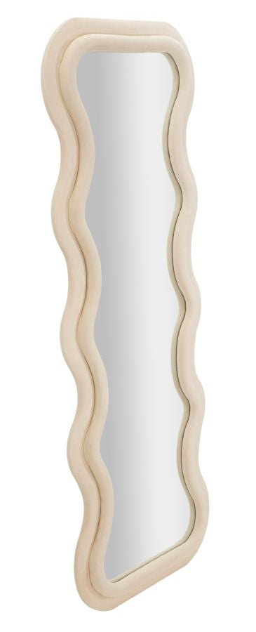 Mauro Ferretti Specchio da Muro Emily Velluto Crema 60 x 6 x 160 cm (misura Specchio 42 x 144)