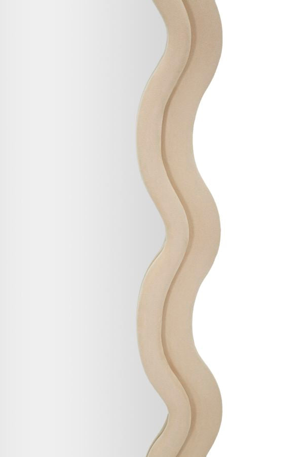 Mauro Ferretti Specchio da Muro Emily Velluto Crema 60 x 6 x 160 cm (misura Specchio 42 x 144)