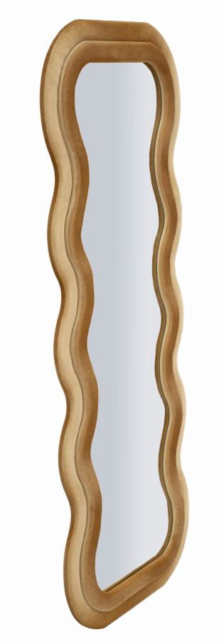 Specchio da muro emily velluto oro cm 60x6x160 (misura specchio cm 42x144)