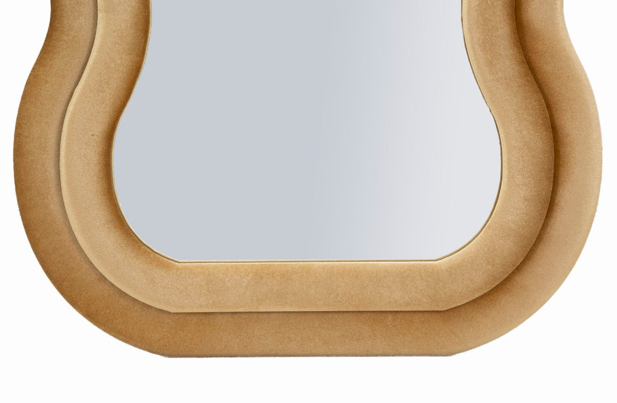 Specchio da muro emily velluto oro cm 60x6x160 (misura specchio cm 42x144)