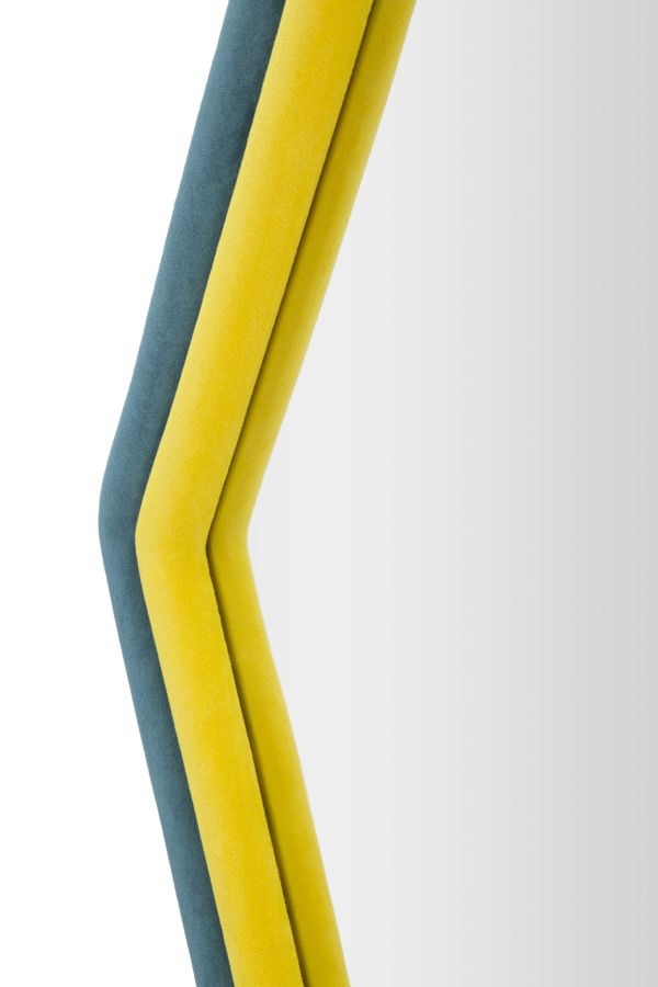 Mauro Ferretti Specchio da Muro Tony Velluto Blu/giallo 75 x 4 x 80 cm (misura Specchio 58 x 65)