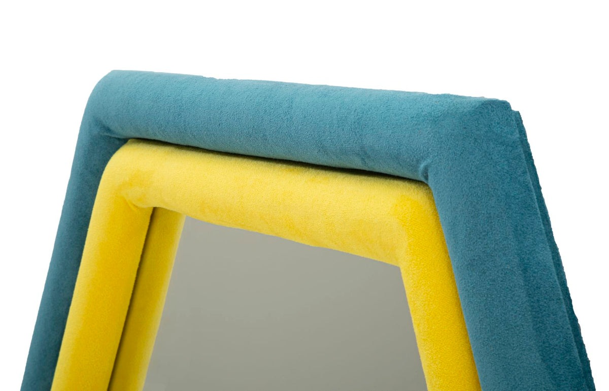 Mauro Ferretti Specchio da Muro Tony Velluto Blu/giallo 75 x 4 x 80 cm (misura Specchio 58 x 65)