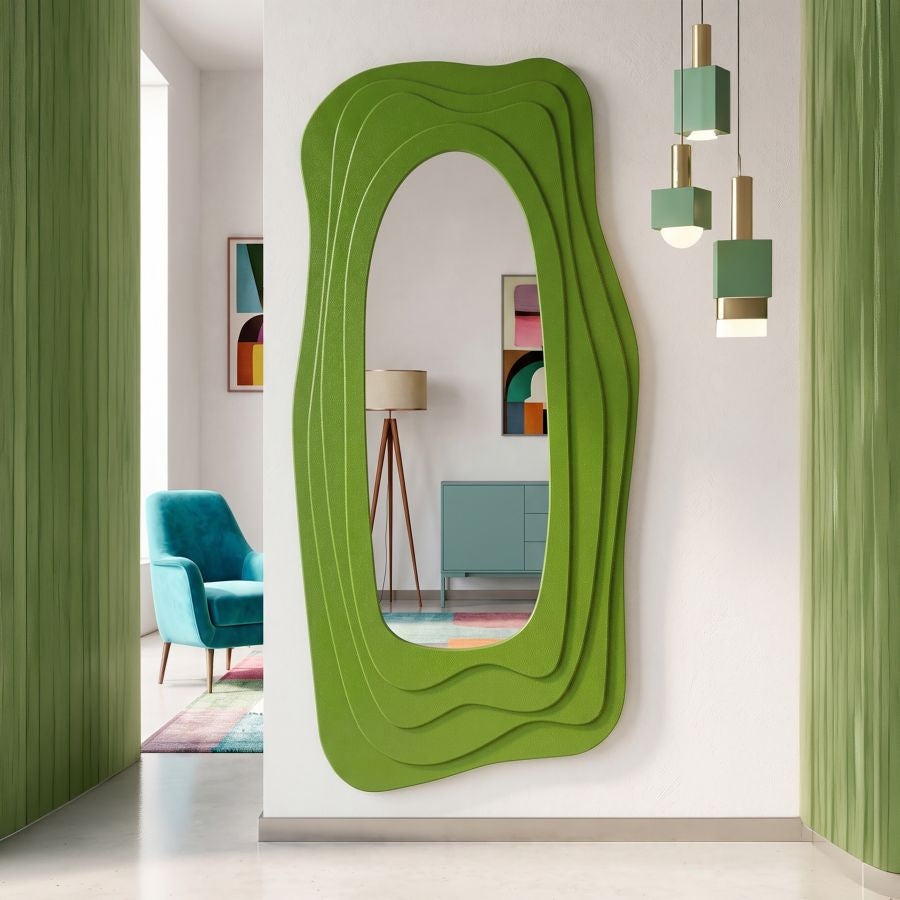 Specchio da muro dafne verde cm 90x4x165 (misura specchio cm 46x107)