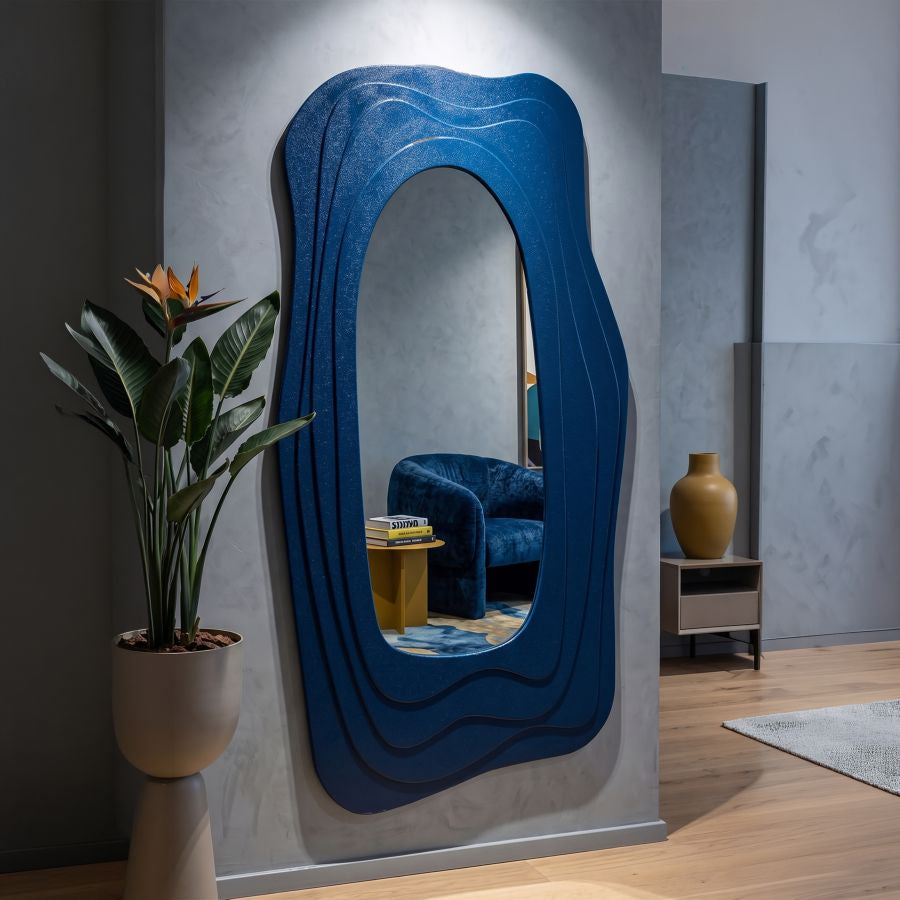 Specchio da muro dafne blu cm 90x4x165cm (misura specchio cm 46x107)