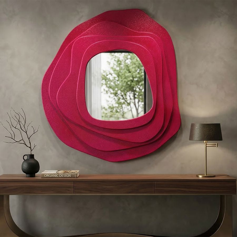 Specchio da muro dalia fuxia cm 90x4x97 (misura specchio cm 43x45)