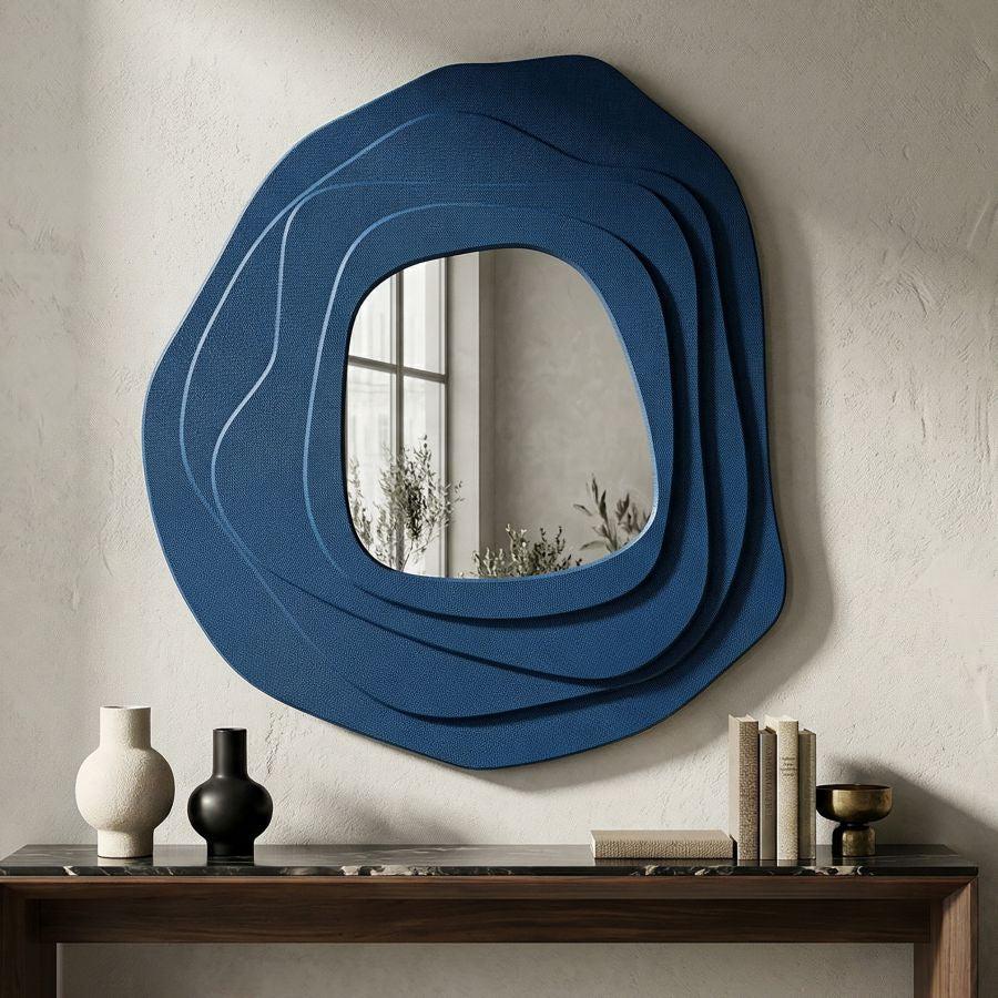 Specchio da muro dalia blu cm 90x4x97 (misura specchio cm 43x45)